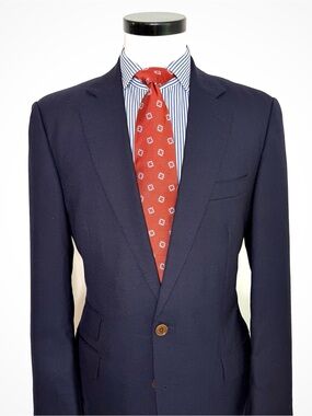 Charles Tyrwhitt Navy Textured Blazer | 42